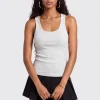 Heather Gray Barbaratee Zelvora Scoop Neck Ribbed Sleeveless Slim Fit Tank Top